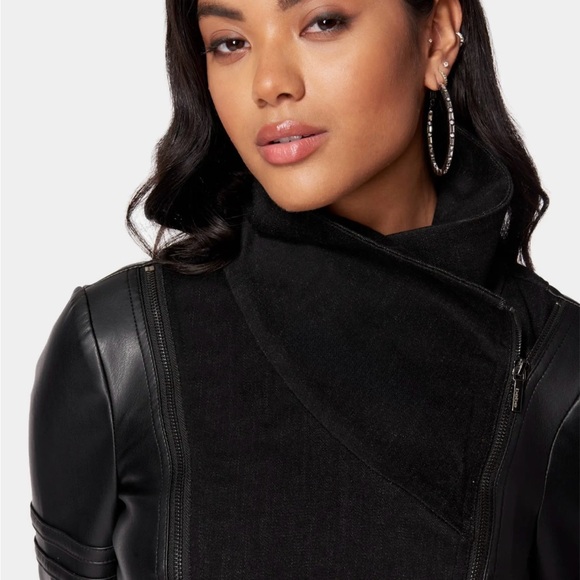 DENIM COMBO VEGAN LEATHER MOTTO BLAZER - Picture 4 of 5
